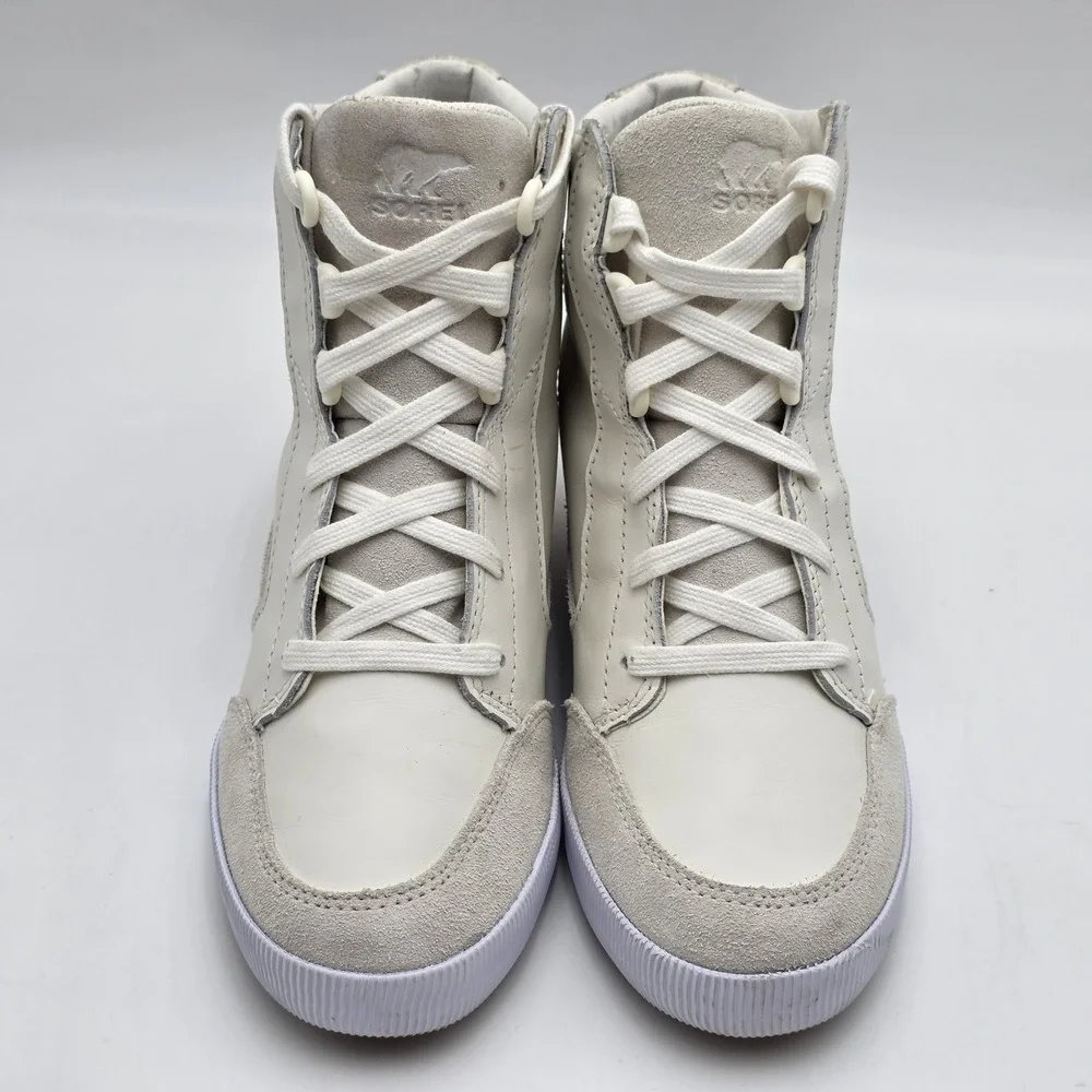 Sorel‎ Women's 7.5 Boots Hidden Wedge White Sea Salt Gum Out N About Waterproof